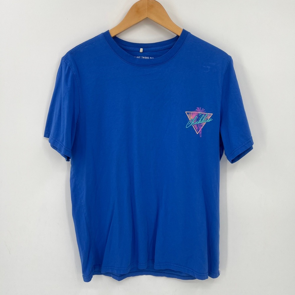 Chubbies Weekender Graphic Tee Mens Large Blue Retro Tropical Parrot T-Shirt